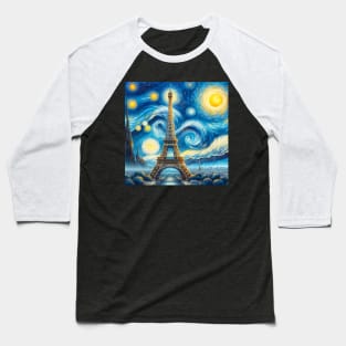 Eiffel Tower Starry Night - Beautiful Iconic Places Baseball T-Shirt